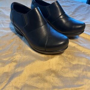 Obeo Black Leather Slip-On Shoes.